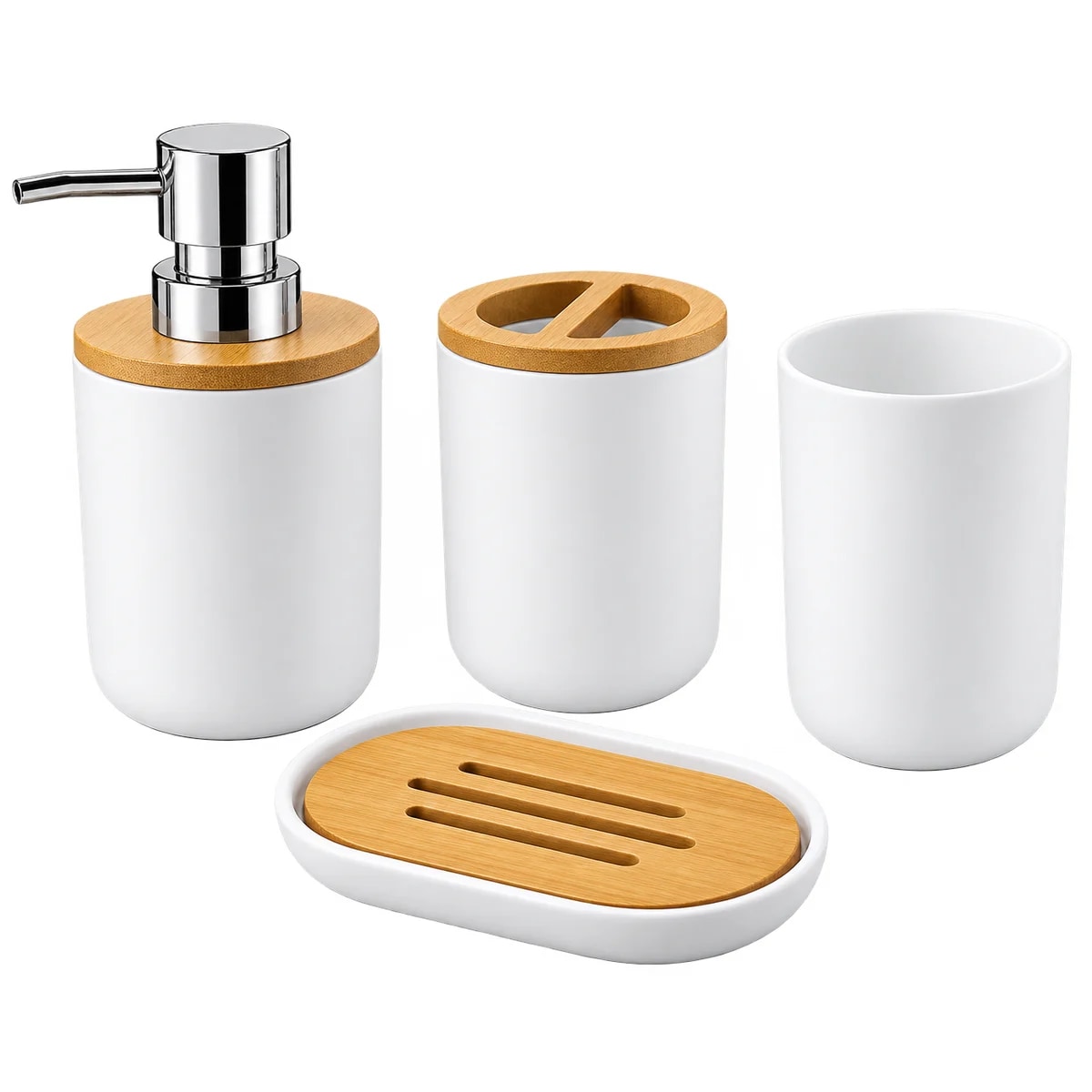 Set de baño plástico 4 piezas Blanco - 1
